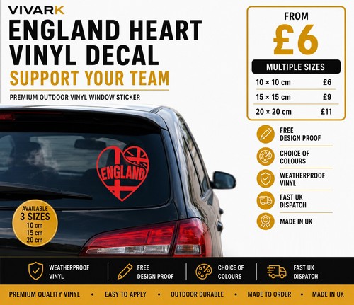 England heart vinyl decal - heart,